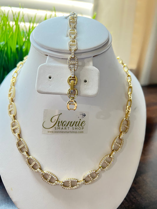 Set Cadena y Brazalete Gg Diamantado