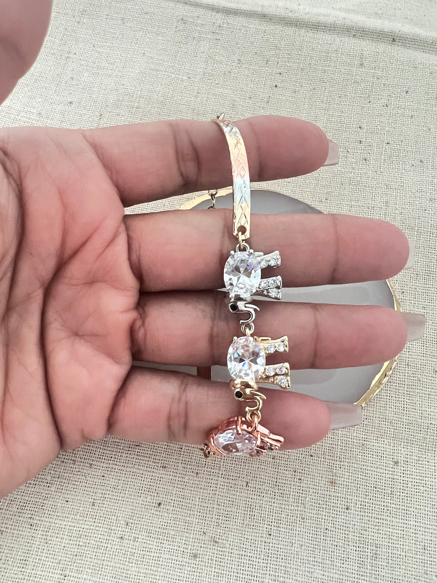 Three Gold Elephant Bracelet It