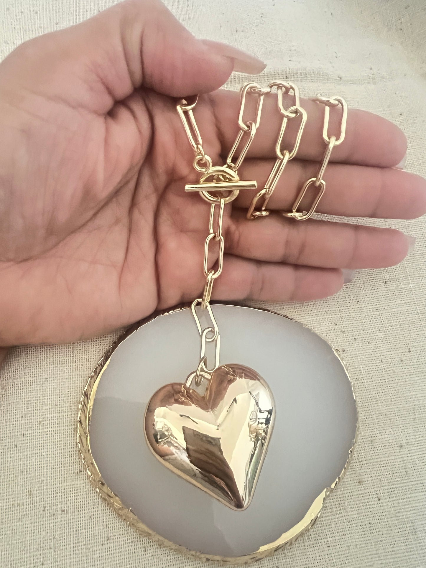 Cadena Paper Clip Jumbo+Mega Corazon