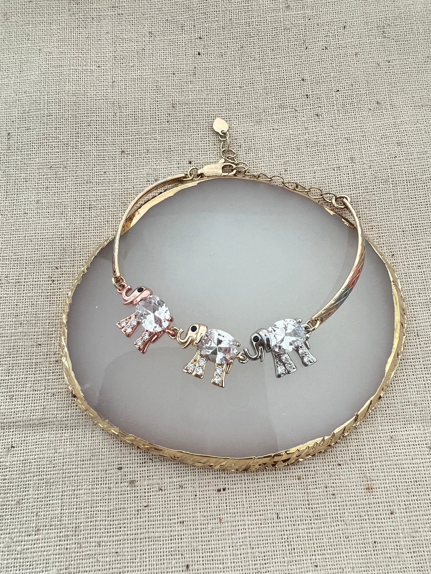 Three Gold Elephant Bracelet It